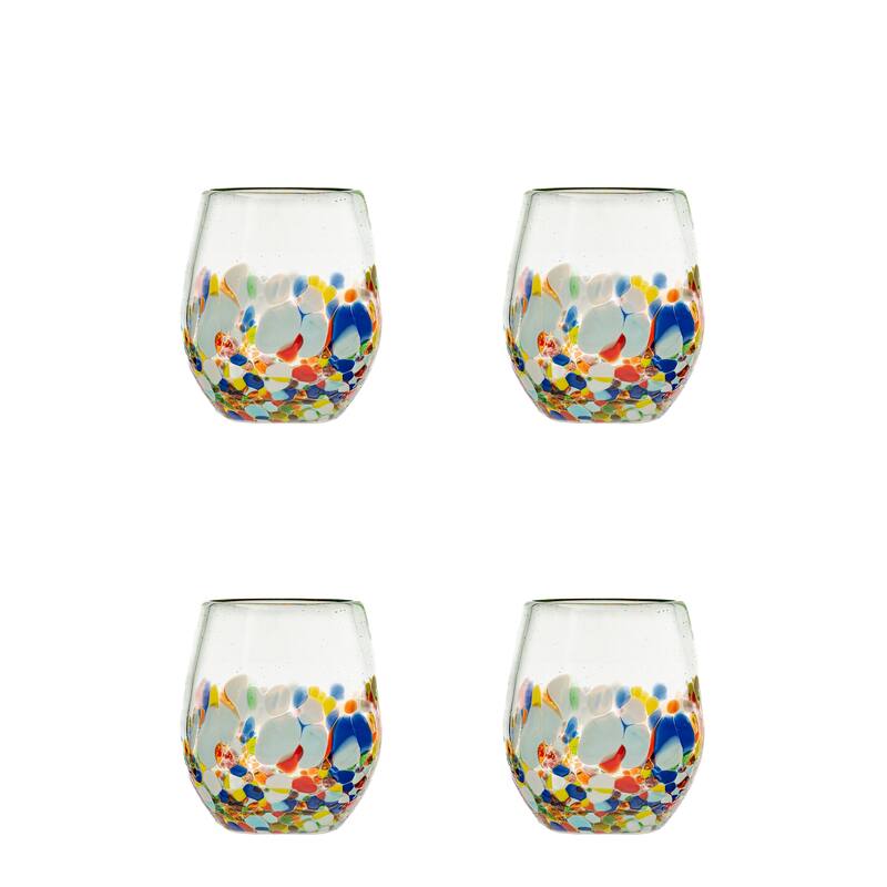 10 Strawberry Street San Lucas Handblown Mexican Glassware, Set of 4