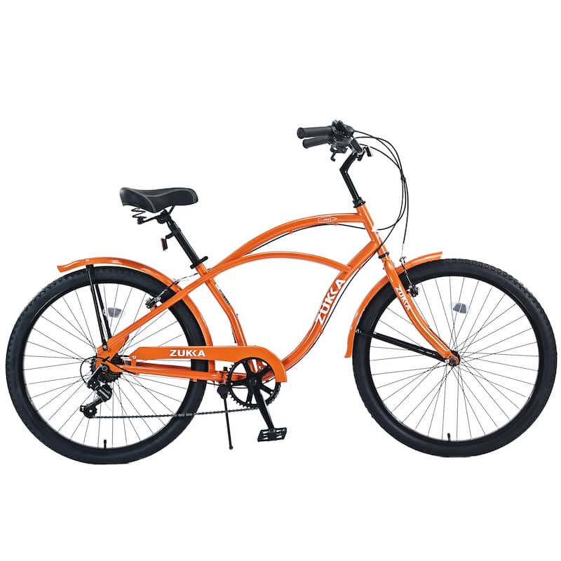 7 Speed Bicycles 26"Inch Multiple Colors Men'S Beach Cruiser Bike - Orange