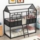 Metal Low Bunk Beds with Roof and Fence-shaped Guardrail - Bed Bath ...