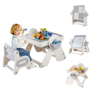 Costway 6-in-1 Multi-activity Children Table & Chair Set with Pen - See Details