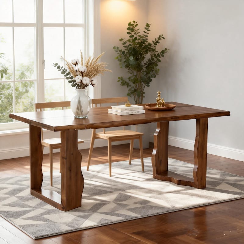 Rustic Kitchen Table For 4-6 Person - Brown