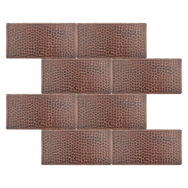 slide 2 of 4, 4" x 8" Hammered Copper Tile - Quantity 8 (T48DBH_PKG8)