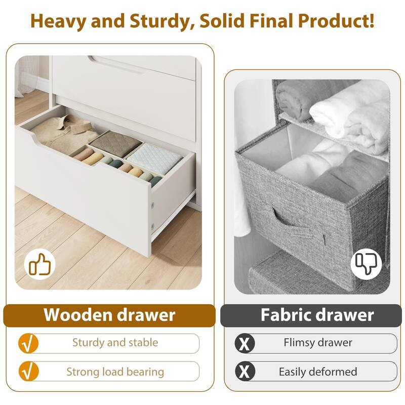 5-Drawer Dresser for Bedroom, 50" Tall Freestanding Vertical Wooden Chest Storage