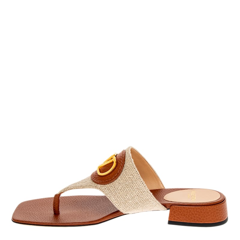 Valentino Vlogo Canvas Leather Slides