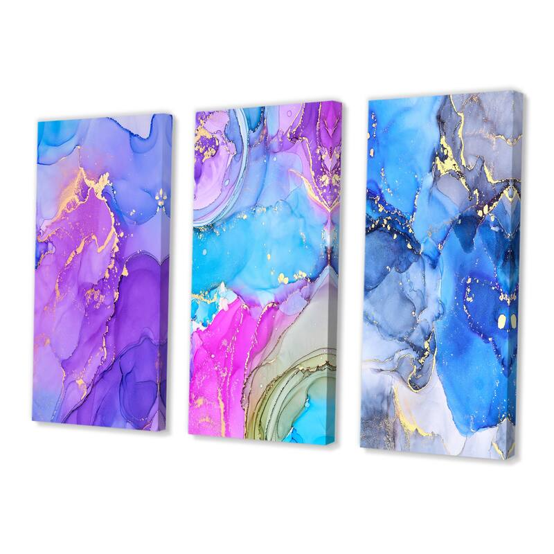 Designart 'Purple And Blue Luxury Abstract Fluid Art VII' Modern Art