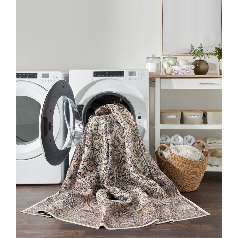 Brilliance Machine Washable Persian Floral Area Rug