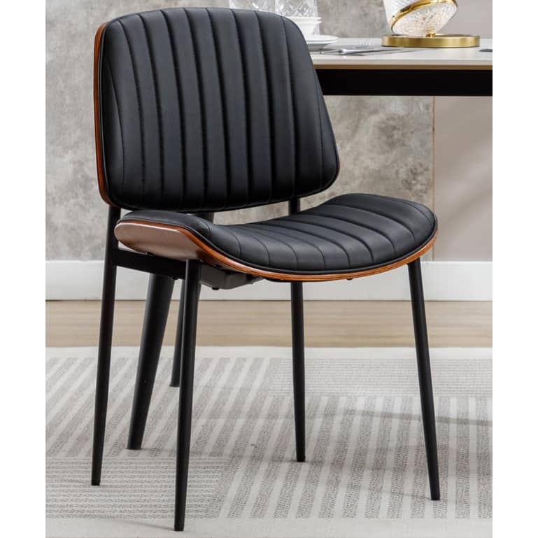 Mid Century Modern Dining Chairs Set of 2 - Black