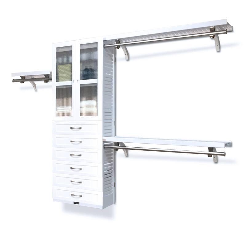 John Louis Home Solid Wood Reach-In Closet System with 6-Drawers and Doors White