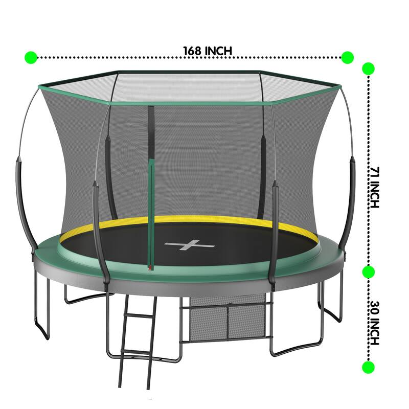 14FT Springfree Trampoline Bungee Jumping No Gap Safety Net for Outdoor