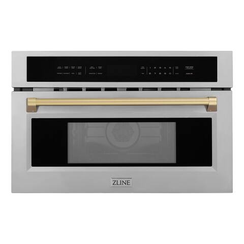 ZLINE Autograph Edition 30 1.6 cu ft. Built-in Convection Microwave Oven in Stainless Steel and Champagne Bronze Accents