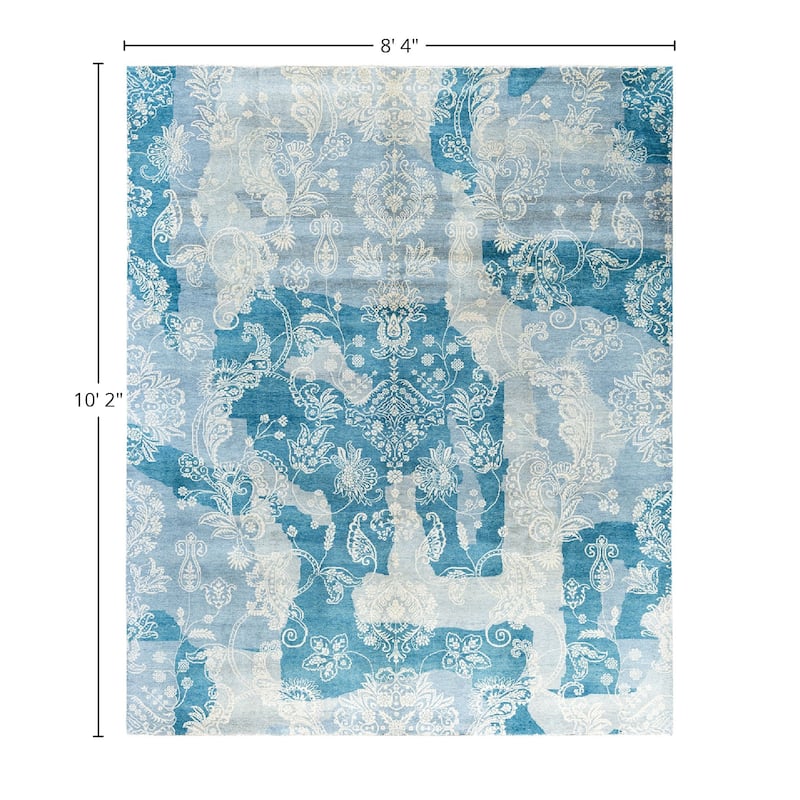 Ikat One-of-a-Kind Hand-Knotted Area Rug, Blue - 8' 4" x 10' 2"