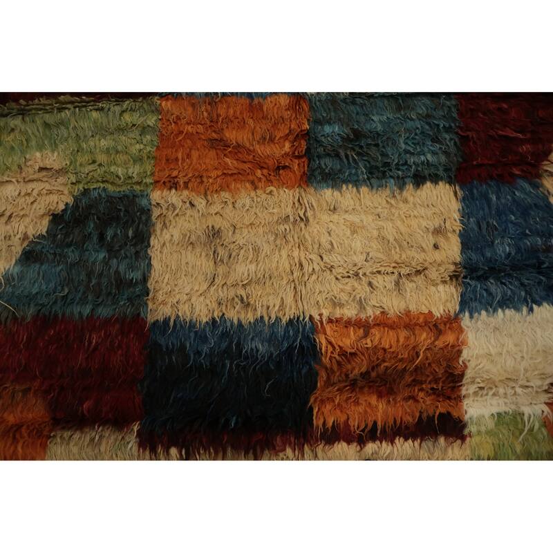 Hand Knotted Oriental 100% Wool Carpet Modern Geometric Multi-Colored Moroccan Area Rug - 9' 11'' X 6' 7''