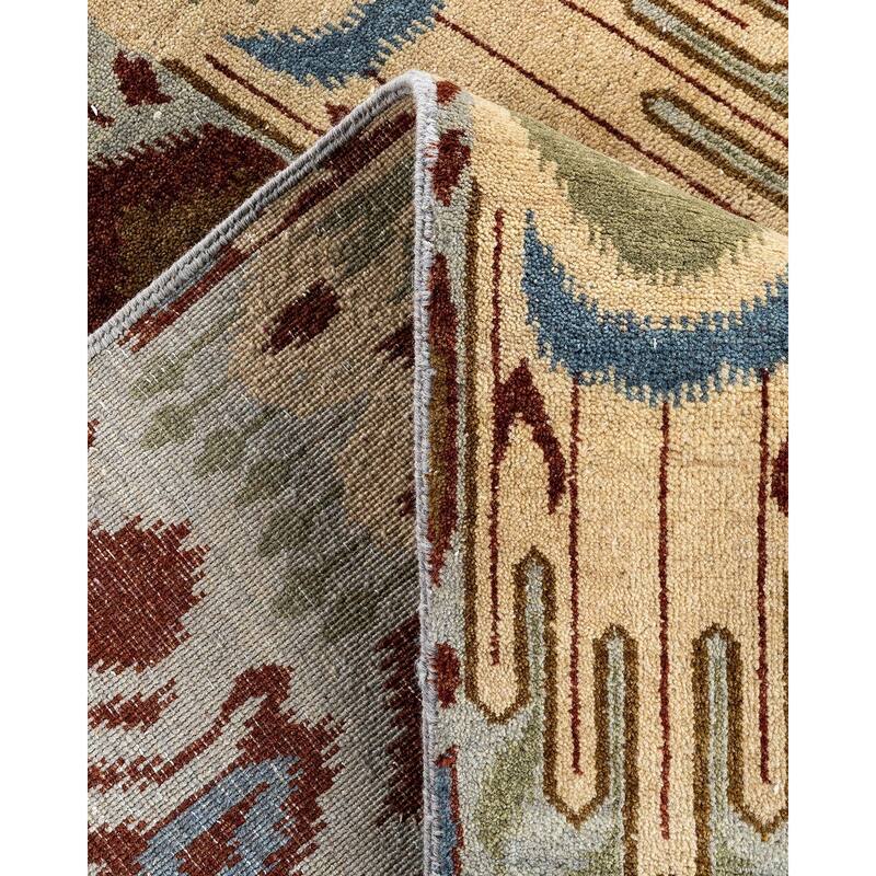 Ikat One-of-a-Kind Hand-Knotted Area Rug - Gray, 9' 1" x 12' 4" - 9' 1" x 12' 4"