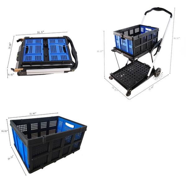 Folding service cart with wheels double-decker moving carts - Bed Bath ...