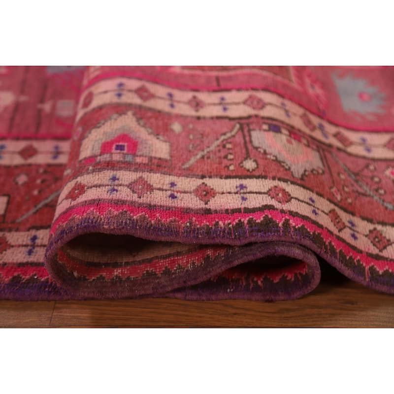 Pink Vintage Ardebil Persian Runner Rug Hand-knotted Wool Carpet - 4'6" x 10'11"