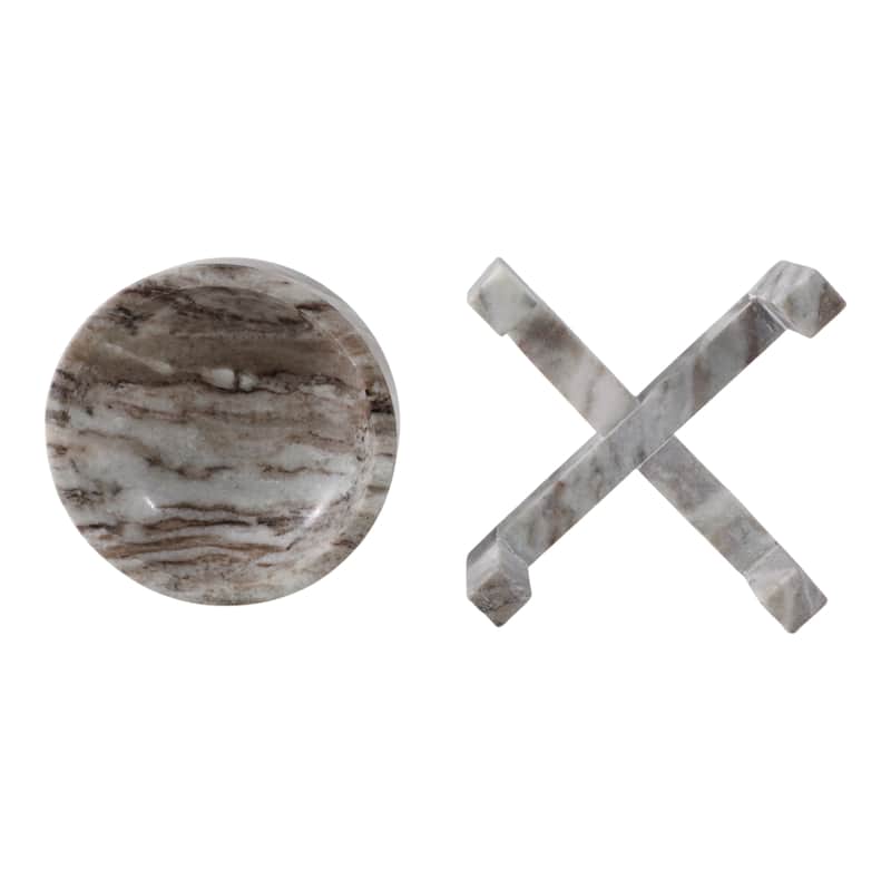 Stone Marble Bowl Sleek Sculptural Base and Modern Decorative Design - 10" x 10" x 3"