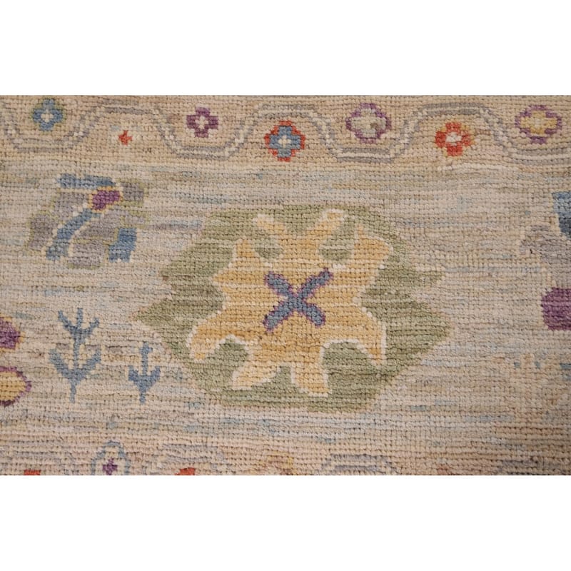 Vegetable Dye Oushak Area Rug Hand-Knotted Grey Wool Carpet - 8'0" x 9'9"