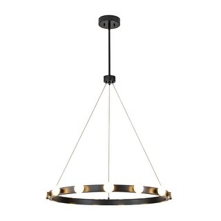 Rezz Black Modern Wagon Wheel LED Large Chandelier - 33.86 in. W x 32.68 in. H x 33.86 in. D