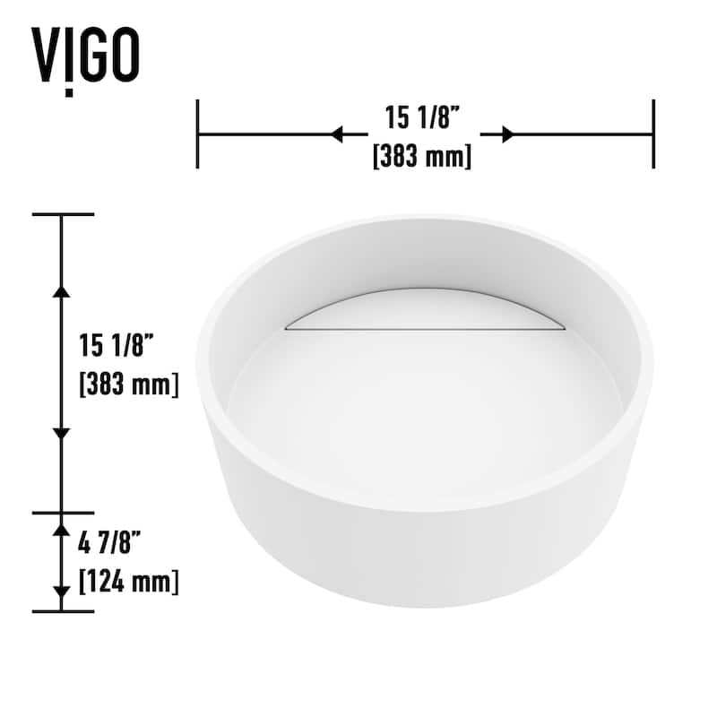Vigo Montauk 15-1/8" Round Matte Stone Vessel Bathroom Sink