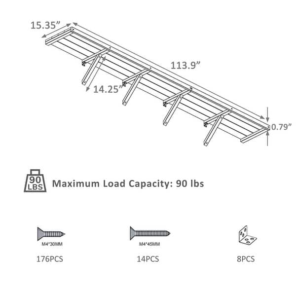 dimension image slide 1 of 5, VEIKOUS Wooden Greenhouse Shelves, Heavy-Duty Storage Shelving for Wooden Greenhouses, 5 Available Sizes