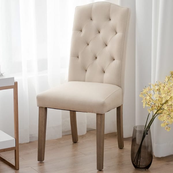 Shop Costway Set Of 2 Dining Chair Fabric Upholstered With Solid