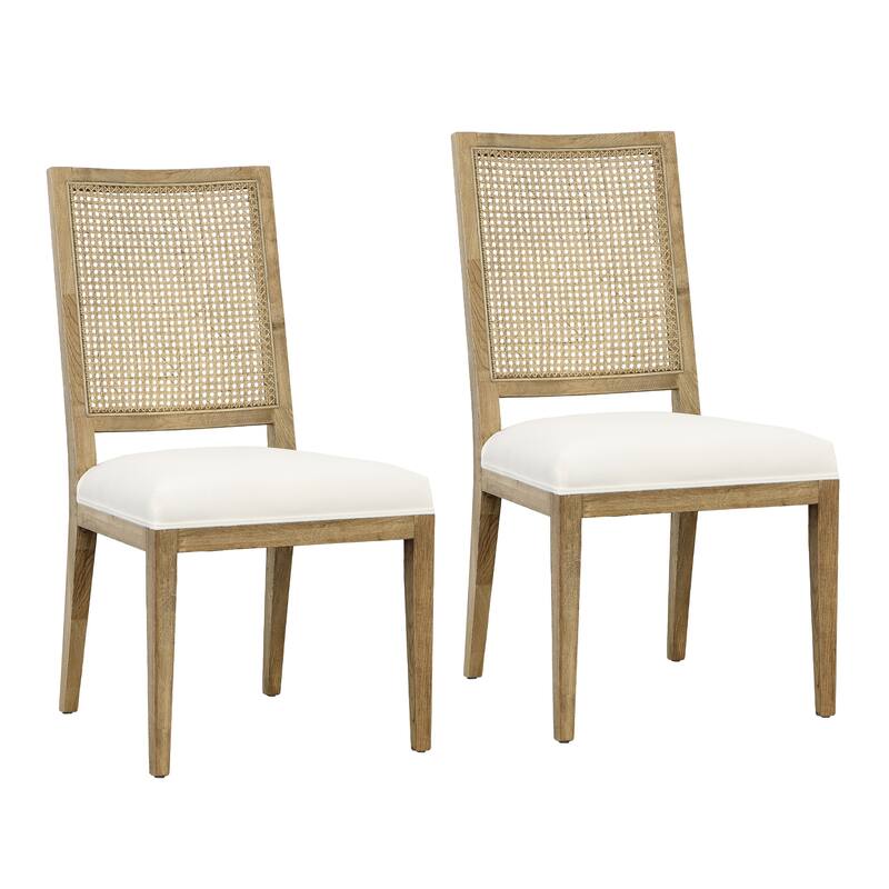 Nimbus Oak with Rattan Upholstered Dining Chair (Set of 2) - Natural Brown and White