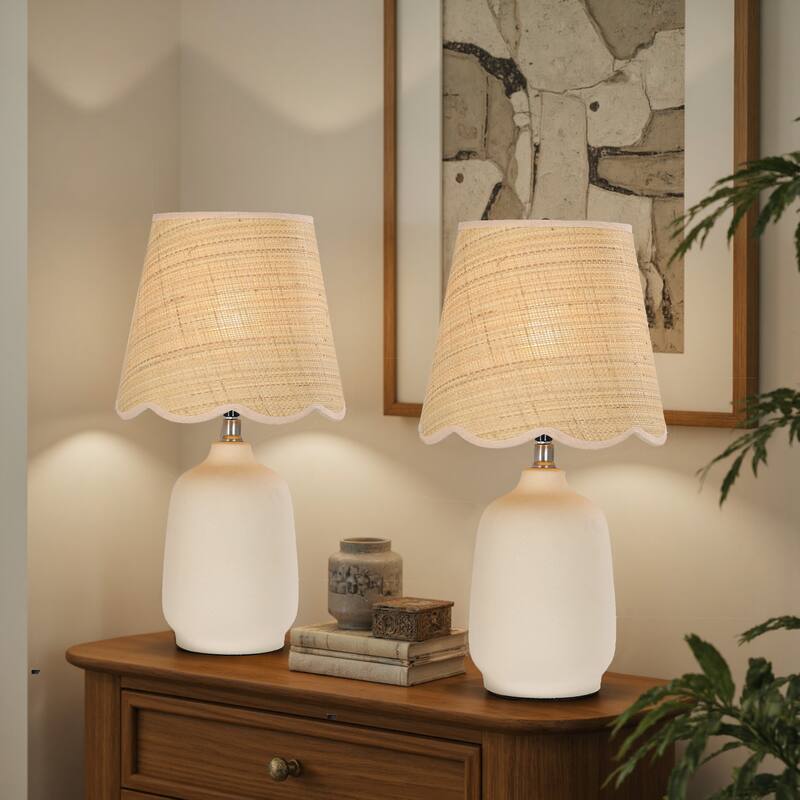 Traditional Ceramic Woven Table Lamp for Living Room