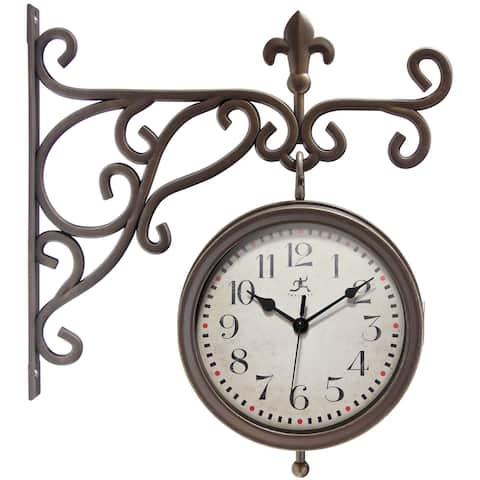 Beauregard Double-Sided Clock and Thermometer Combo Outdoor Clock - 8 x 3.5 x 8