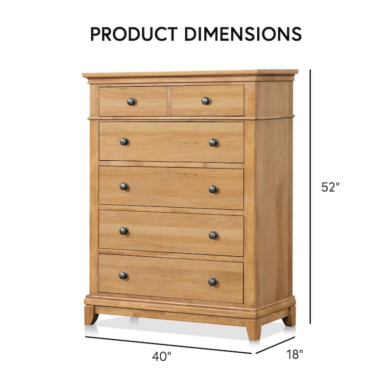 Furniture of America Wellington Farmhouse Natural Oak Wood 5-Drawer Chest