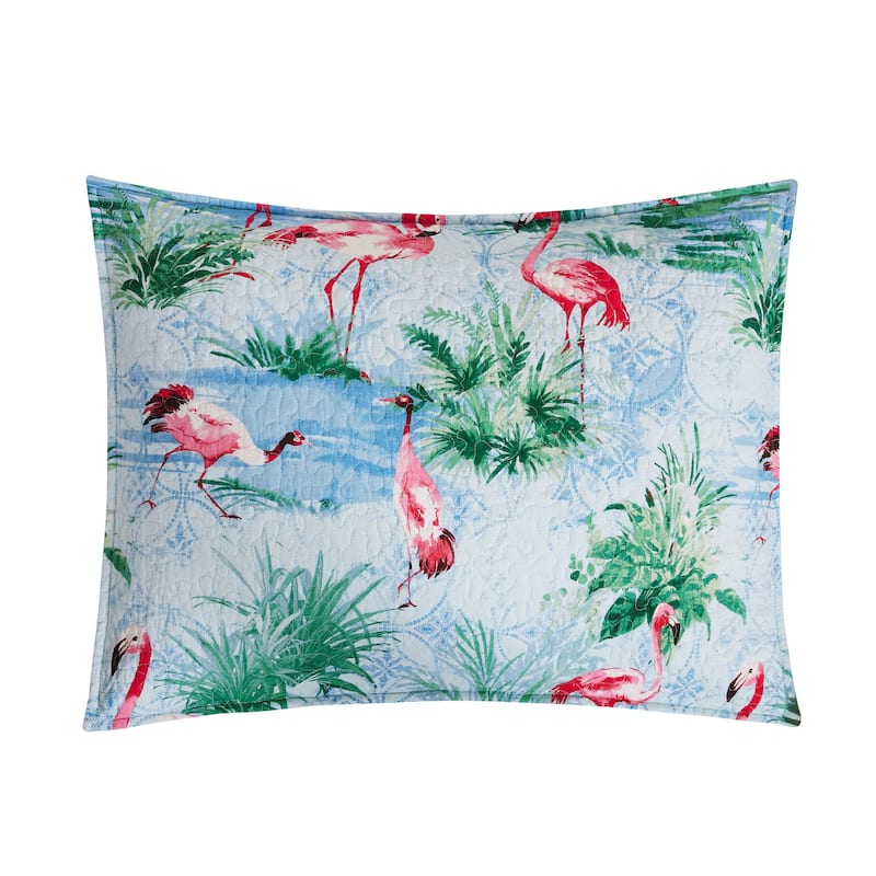 Paradise Coast Flamingo Cotton Quilt Set - Reversible and Machine Washable