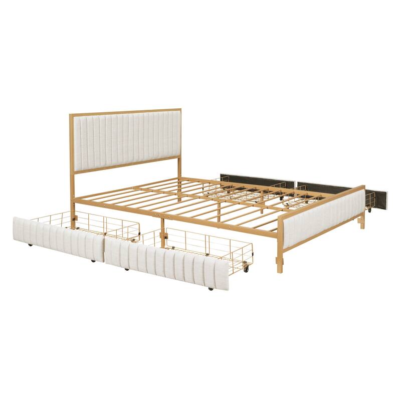 Superior Quality Metal Platform Bed Frame with 4 Drawers Storage Bed