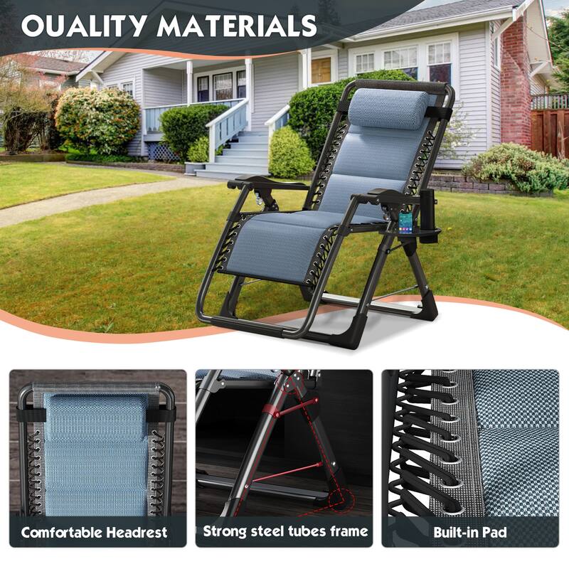 DoCred Ice Silk Zero Gravity Chair with Headrest, Folding Lounge Chair