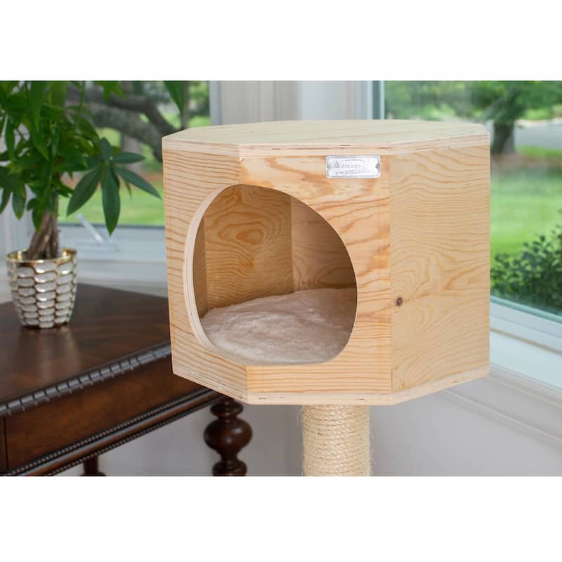 Real Wood Premium Model Scots Pine, Solid Wood Cat Tree, 46" Tall - Natural Beige
