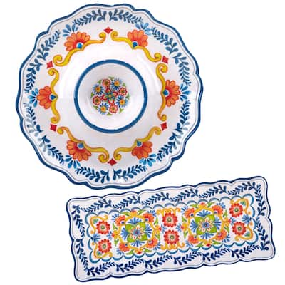 Certified International Flores Melamine 2-piece Appetizer Serving Set