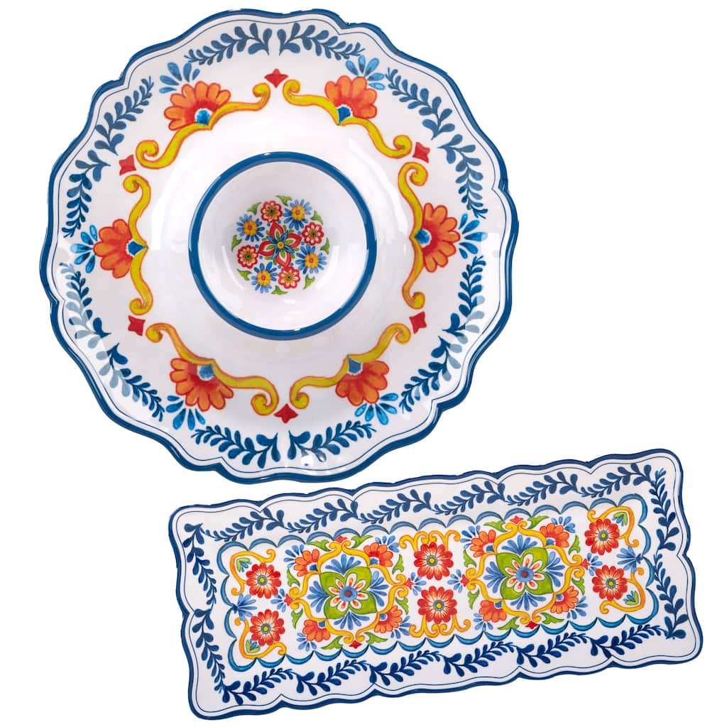 Certified International Flores Melamine 2-piece Appetizer Serving Set