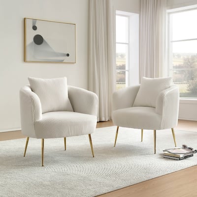 Art Leon Set of 2 Velvet Accent Side Chair with Back Cushion