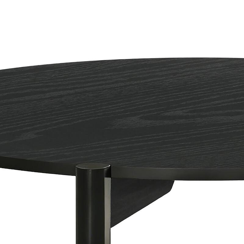 Furniture of America Rovion 2-Piece Round Wood Coffee Table Set with Open Bottom Shelf