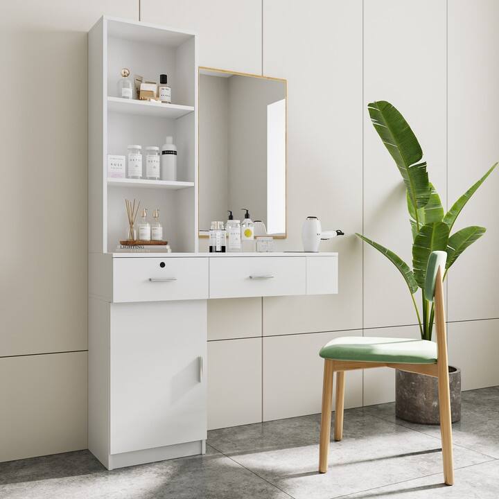 Modern simple hair desk,multi layer storage,large storage space,wooden cabinets are easy to clean, good hardness