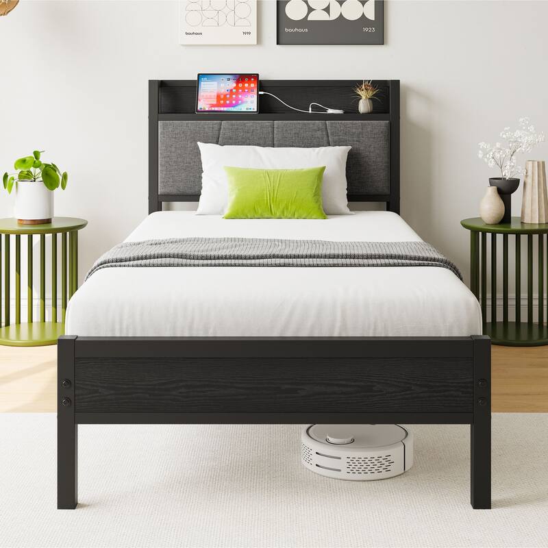 Metal Platform Bed Frame - Black - Twin