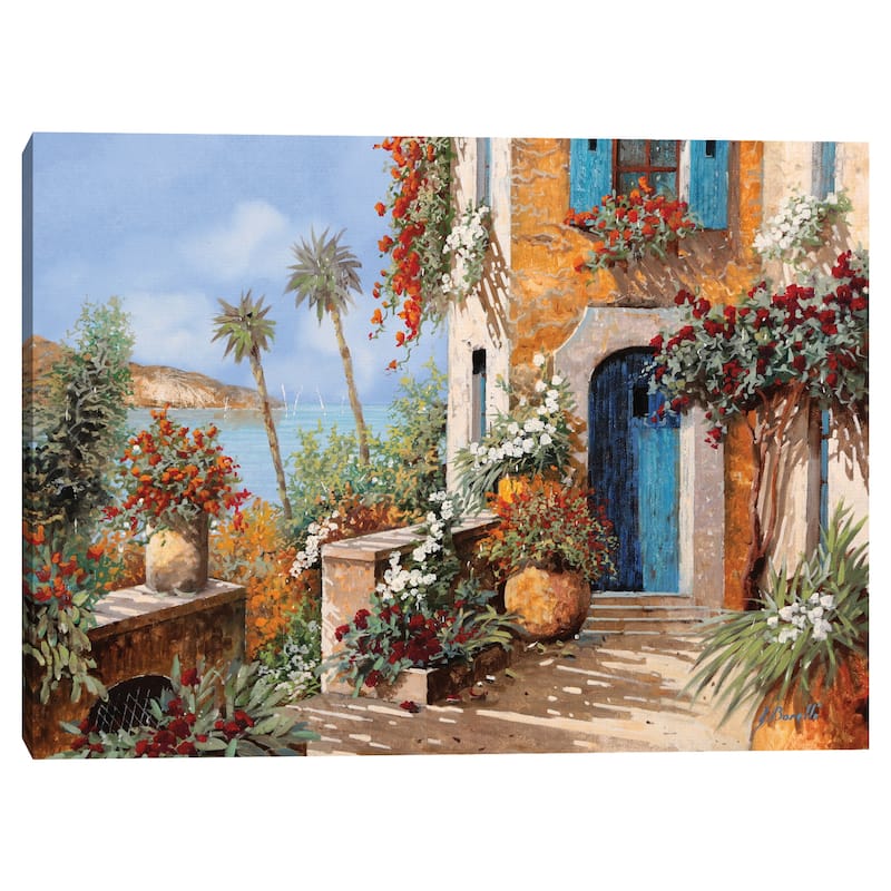 Le Palme e la Porta Blu by Guido Borelli Canvas Art Print