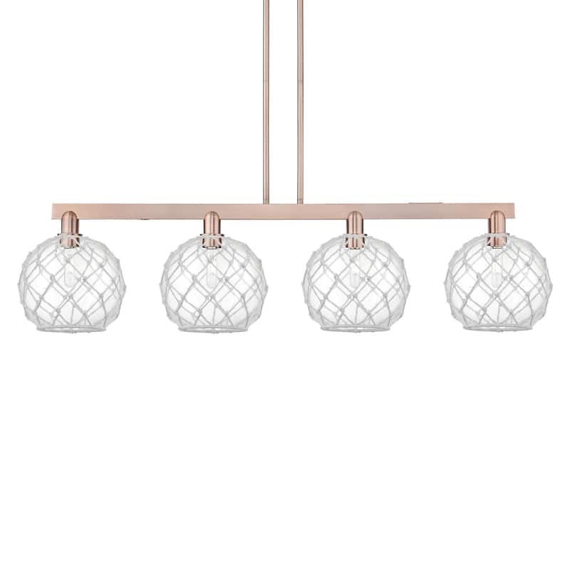 Innovations Lighting 716-4I-13-53 Farmhouse Rope Linear Farmhouse Rope - Antique Copper / Clear Glass with White Rope