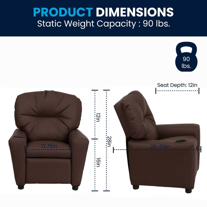 Contemporary Kids Recliner with Cup Holder