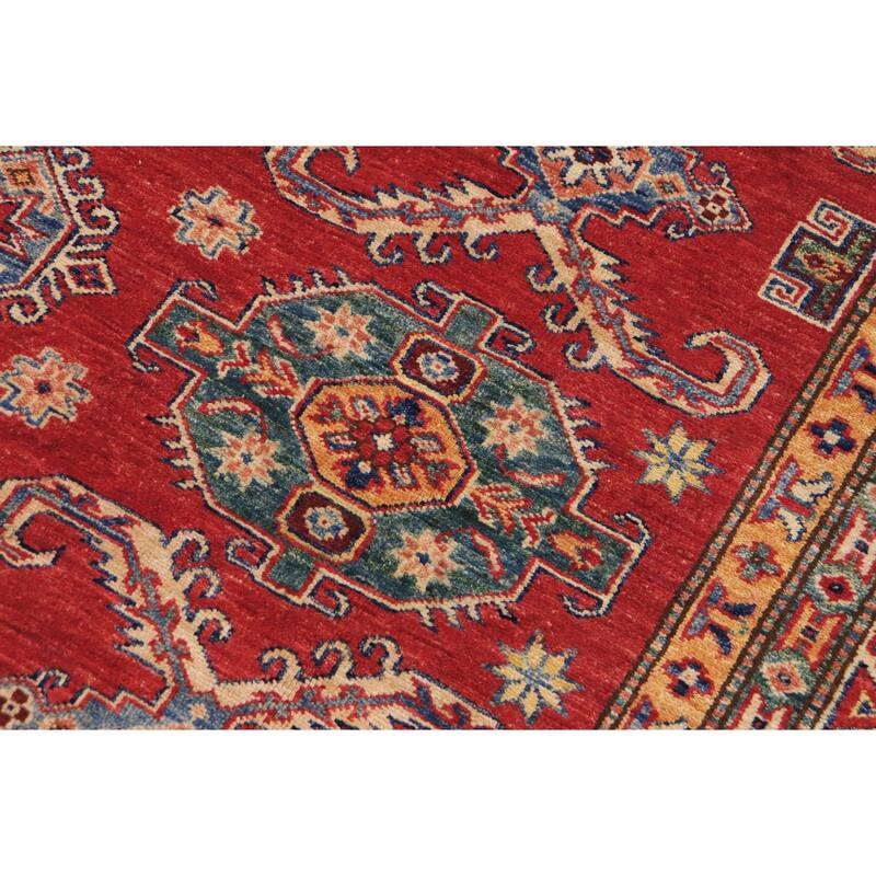 Rustic Super Kazak Janes Red/Beige Hand Knotted Wool Rug - 8'2'' x 10'3''