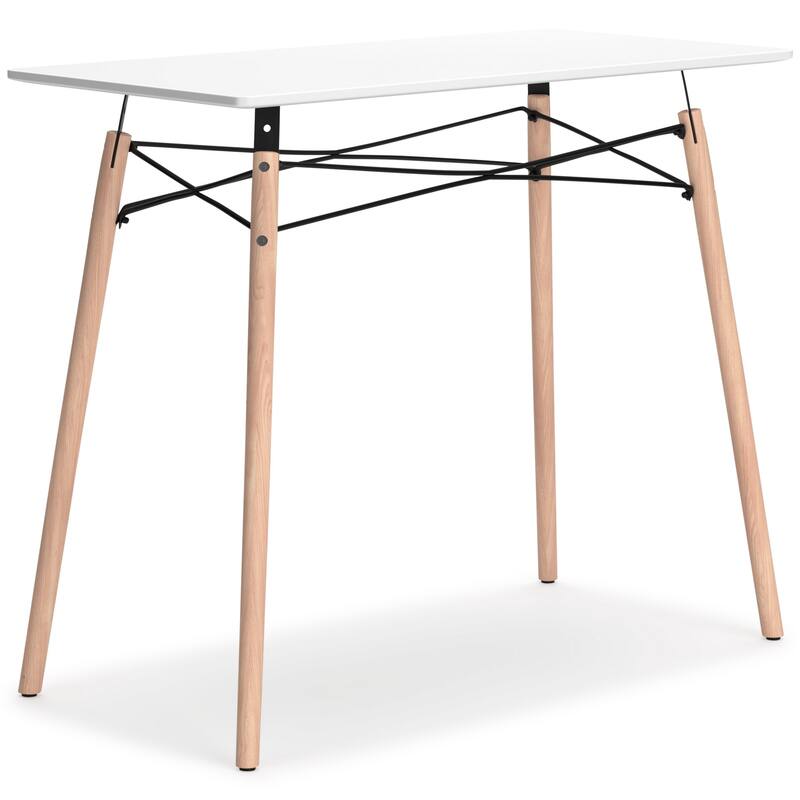 Laara Home Office Desk, White, Brown Wood, Metal Leg Braces, 36 Inch