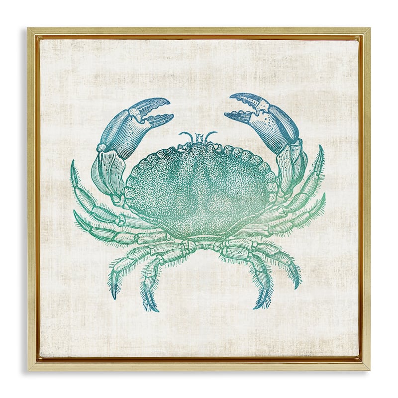 Stupell Ombre Crab Impression Framed Floater Canvas Wall Art Design By Susan Arnot - 25 x 25 - Gold