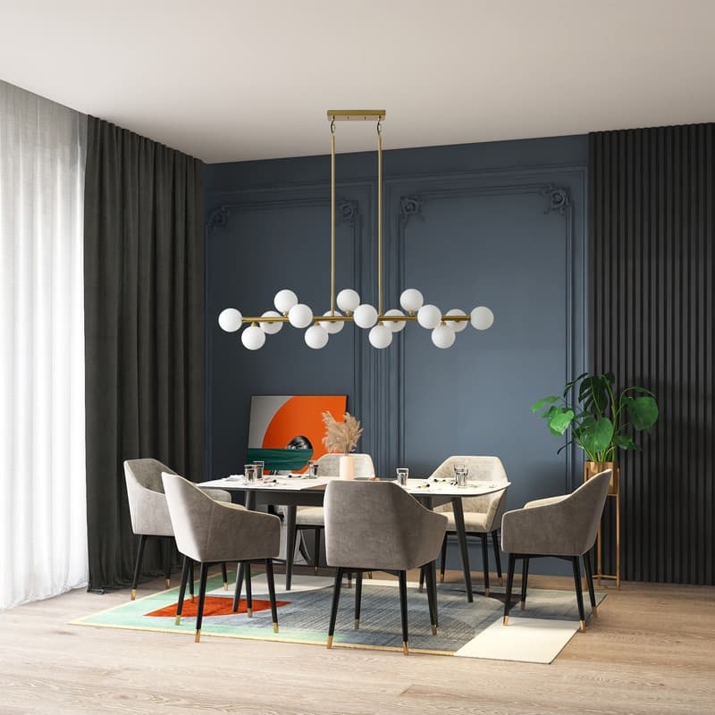 Bubble Sputnik Chandelier Modern Linear Chandelier with Globe Glass Shades