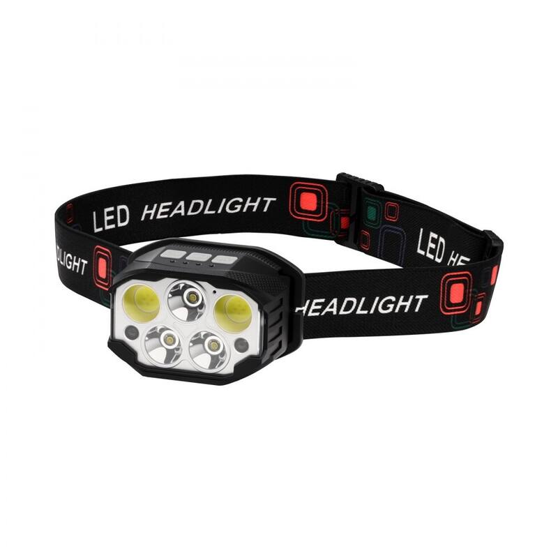 Black LED Headlamp with 12 Modes, Motion Sensor and USB-C Recharge - 2.72 x 1.81 x 1.42 inches
