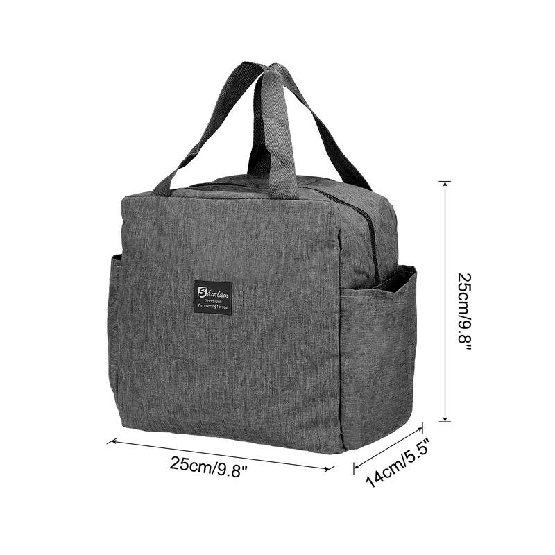 Lunch Box for Women/Men, Insulated Cooler Lunch Bag, 9.8x5.5x9.8 Inch - Grey