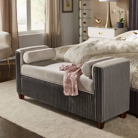 Judith Chesterfield Pleated Velvet Bench with Pillows by iNSPIRE Q Bold