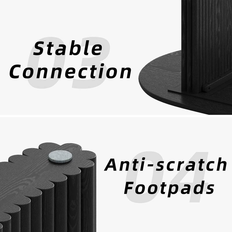 Large Oval Dining Table Seats 4-6 Modern Farmhouse Kitchen Table with Wood Strip Base for Home Living Room Kitchen Bar